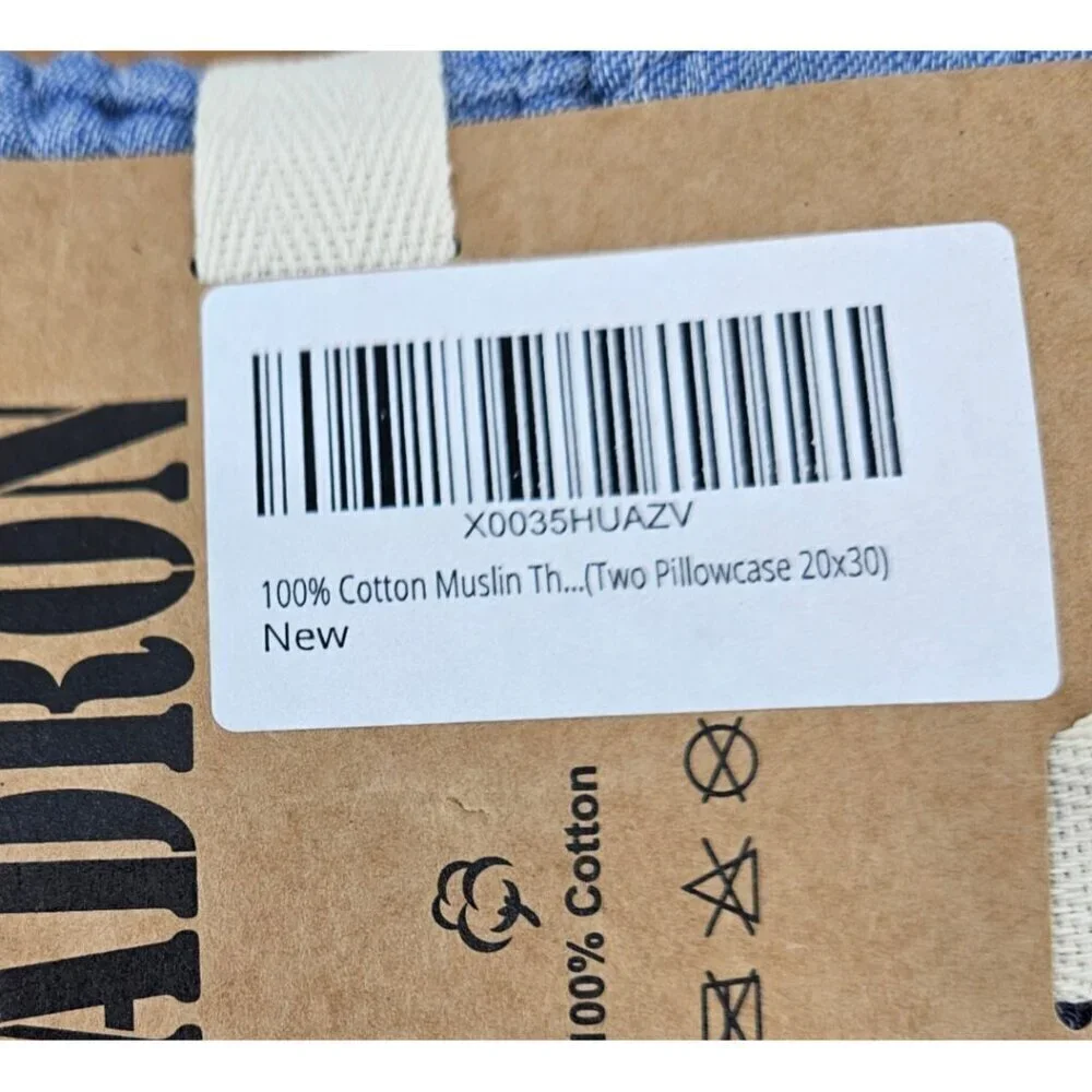 New Dekadron Cotton Muslin Blue Pillowcases Set of 2 20x30 Standard